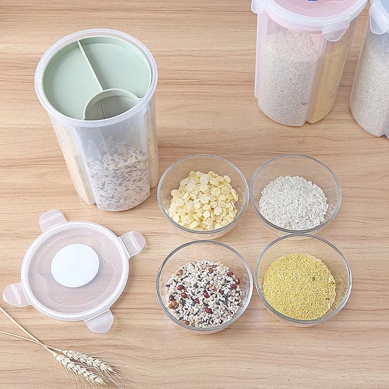 3 Compartment Food Preservation Plastic Container, Large Dry Fruit Box, Air Tight Cereal Jar 3 Compartment Food Preservation Plastic Container, Large Dry Fruit Box, Air Tight Cereal Jar